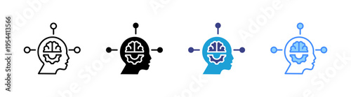 Psychology icon set multiple style collection