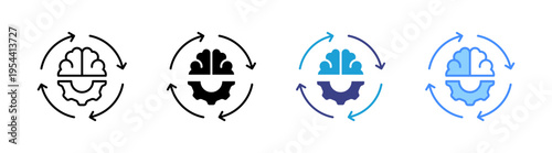 Cognitive icon set multiple style collection