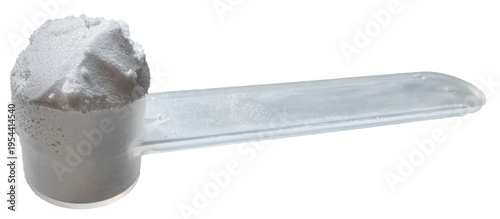 Obraz na plátně Creatine Powder in Plastic Scoop – 1g Dose Isolated on Transparent Background