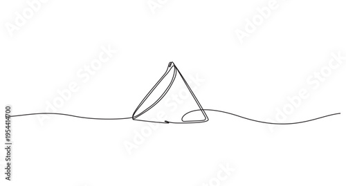 Fast Food Samosa Line Art Vector Illustration,Samosa Snack Outline Drawing Minimal Line Art,Indian Street Food Samosa Line Art Illustration