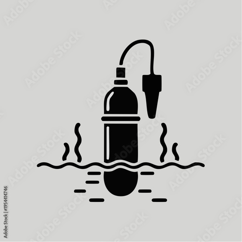 black and white illustration of a scuba diving regulator