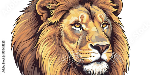 Close up of a lion face.