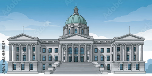 Large Government Building with Columns.