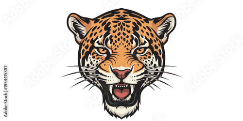 Close up of a leopard face.