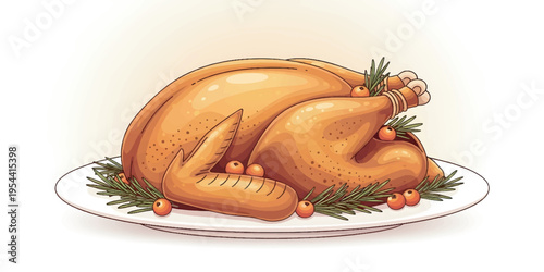 Roasted Turkey on a Plate Ready.