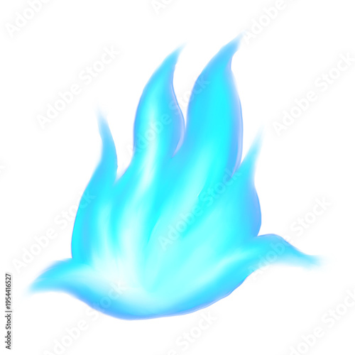 Blue fire flame isolated on PNG background.