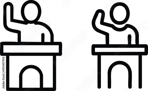 Public Speaker and Political Candidate Icons, Civic Engagement and Leadership Branding Graphics, Minimalist Orator and Advocacy Presentation Symbols.