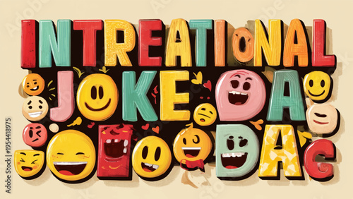 International Joke Day Emoticon Vector Illustration