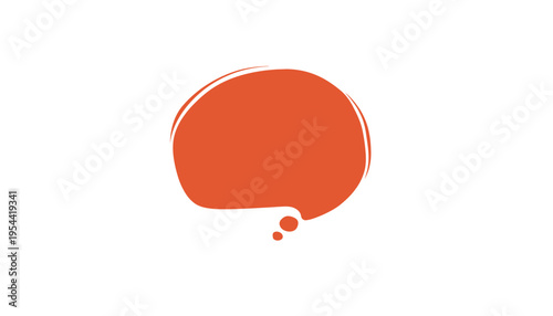 A bright orange speech bubble icon on a white background for communication