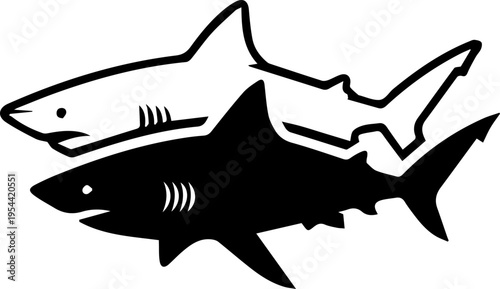 shark vinyl WHITE AND BLACK