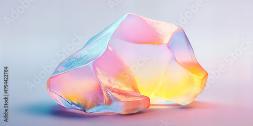 Iridescent Abstract Crystal Form with Soft Pastel Glow