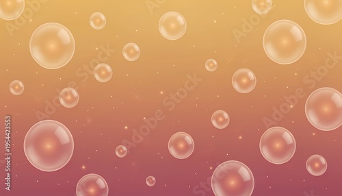 Transparent Bubbles Floating on Warm Gradient Background for Design Use