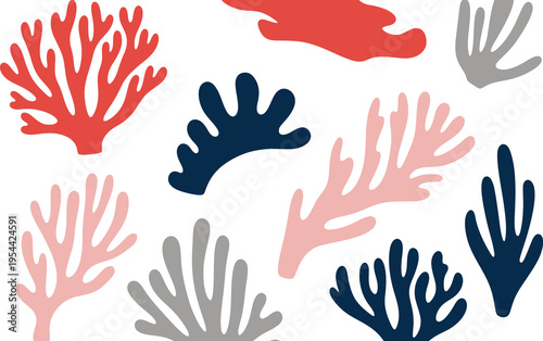 Vibrant Coral Reef Illustration: A collection of vividly colored coral formations artfully arranged, creating a captivating design, full of life and artistic flair.