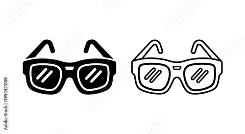 Classic sunglasses icon with reflective lenses, summer eyewear