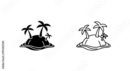 Tropical island with palm trees, summer vacation and travel destination symbol