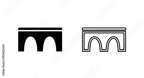 Simple arch bridge icon - basic connection structure vector graphic
