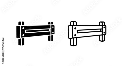 Simple horizontal barrier icon, outline and solid versions, security element glyp