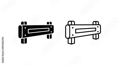 Horizontal block barrier icon, outline and solid versions, access control glyph