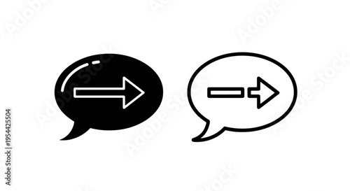 Speech bubble with right arrow icon for message and next direction