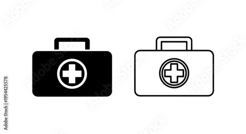 First aid kit box icon: medical emergency symbol with circular cross