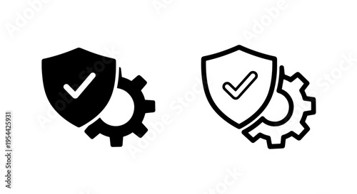 Security settings icon with checkmark and gear symbol for protection