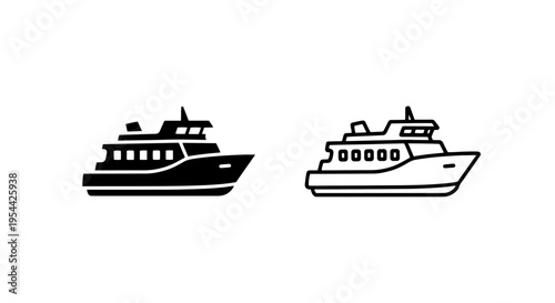 Ferry ship icon vector for passenger transportation and ocean travel