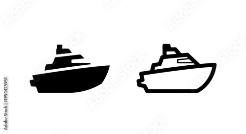 Cruise ship icon for ocean travel and holiday vacation navigation