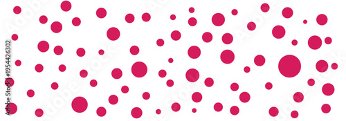 Set of different size pink seamless polka dots patterns on light white background. Polka dot vector pattern used in branding for children items, packaging, textile, graphic design and vintage style.