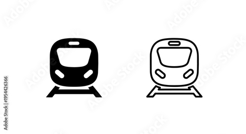 High speed express train icon for rail and subway transport design set