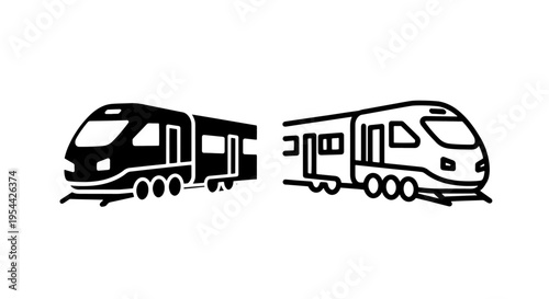 Modern passenger train icons for railway and transit design collection