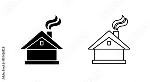 Small house icon set with chimney smoke for home ownership and property design