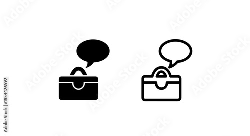 Professional briefcase and speech bubble icon for job interview chat