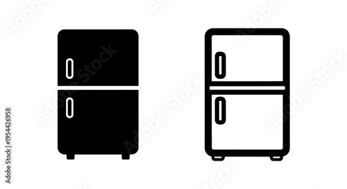 Double door refrigerator fridge and freezer appliance icon