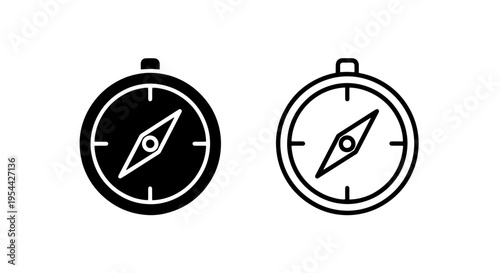 Navigation compass icon set for travel and orientation graphic design