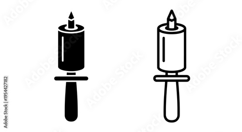 Knife sharpener honing steel icon set for kitchen equipment design