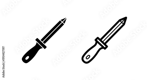 Professional knife honing steel icon for culinary tool and kitchen design