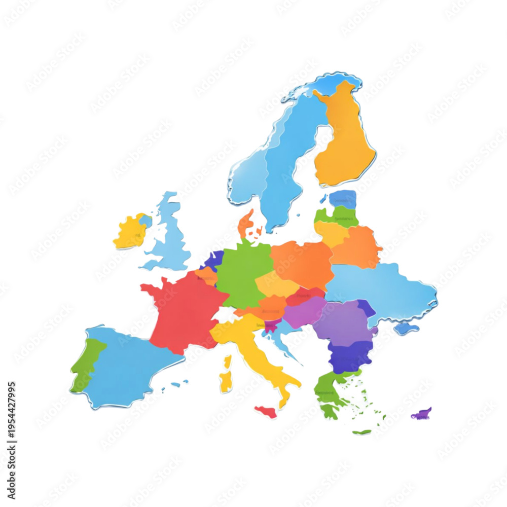 Obraz premium Colorful Europe Map with Different Color Country Regions