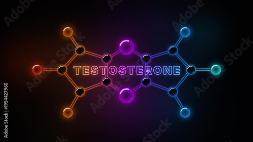 Cinematic Neon Testosterone Molecule Structure  4K Seamless Loop