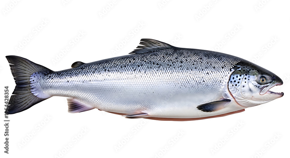 Obraz premium Whole Atlantic Salmon Fish Isolated on White Background 1