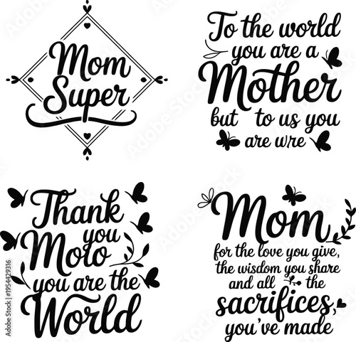 Inspirational quotes and titles for mother's day Vector