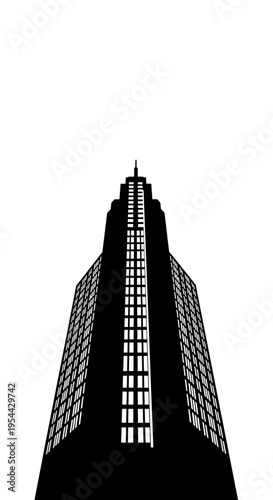 Skyscraper Building Low Angle View Silhouette Vector Illustration