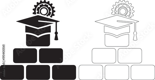 Vector graphic illustration representing engineering education and knowledge building
