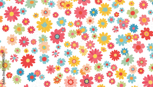 A colorful flower illustration with a vibrant and playful pattern