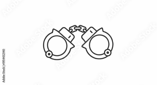 Handcuffs with chain on white background symbolizing law enforcement and security measures