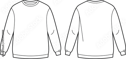 Technical flat sketch vector of a multi-pocket utility vest with zipper closure, front and back view ideal for fishing, safari, or photojournalist apparel design templates and CAD.