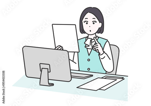 確認作業をする医療事務スタッフのイメージイラスト