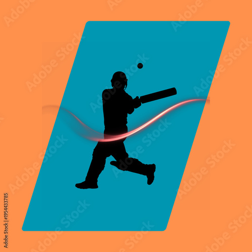Dynamic vector illustration of a cricket batsman in action portrayed with the fluidity and vibrancy