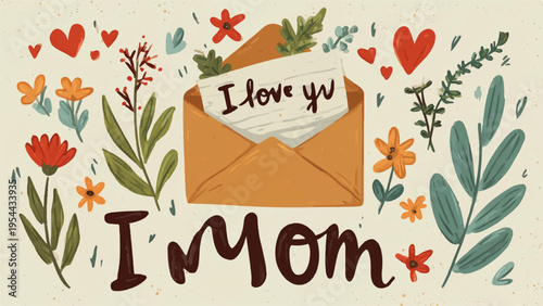 Mother's Day greeting card vector illustration