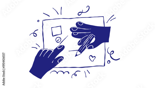 A hand drawing a creative sketch with a pencil on paper