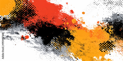 Abstract dynamic illustration that showcases a blend of expressive brushstrokes and vibrant color splashes, creating a captivating visual experience.